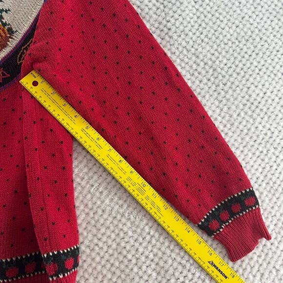 VTG Woolrich Sweater Womens M Red Button Front Autumn Teacher Fall Pumpkin - Picture 11 of 14